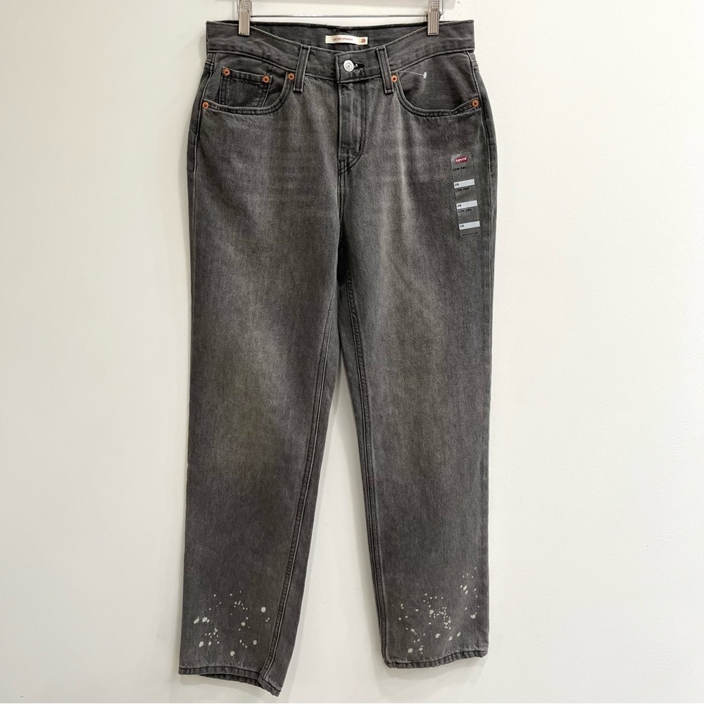 Levi’s Women's Low Pro Stonewash Straight Jeans Gray Denim Splatter 1165 Size 28